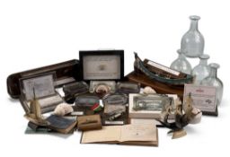 SHIPPING LINE SOUVENIRS, including glass paperweights, a bosun's whistle from the Blue Star line,