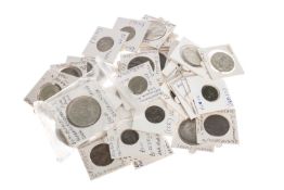 ASSORTED GB COINS, mostly pre-decimal and in annotated card wallets, including V half crown, V young