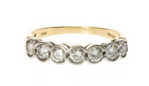 18CT GOLD SEVEN-STONE DIAMOND RING, round cut, 0.15cts each approx., ring size W, 4.6g Provenance: