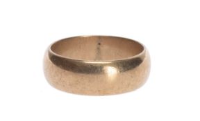 9CT GOLD BROAD WEDDING BAND, 6.7g, size R Provenance: deceased estate Glamorgan