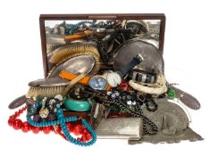 ASSORTED COSTUME JEWELLERY, SILVER & FASHION WATCHES, including some silver earrings, beaded