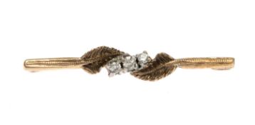9CT GOLD DIAMOND BAR BROOCH, 4cms, 1.9g Private collection Glamorgan