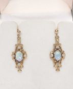 PAIR OF 9CT GOLD OPAL & DIAMOND EARRINGS, 2.9g Provenance: private collection Flintshire Comments: