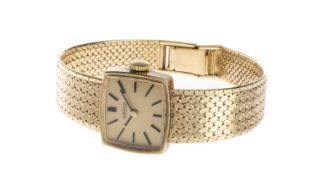 14K ROAMER LADIES' BRACELET WATCH, ref. 468.8611, manual wind 17-jewel Swiss movement, rectangular