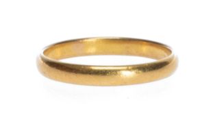 22CT GOLD WEDDING BAND, wt. approx. 3.3g Provenance: private collection Glamorgan Comments: ordinary