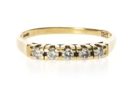 18CT GOLD FIVE-STONE DIAMOND RING, round cut, 0.05cts each approx., ring size V, 3.5g Provenance: