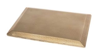 ASPREY'S 9CT GOLD CIGARETTE CASE, engine turned, bevelled edges, internal presentation inscription