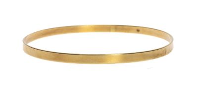 18CT GOLD PLAIN POLISHED BANGLE, cuff size 65mms (diam.), 13.1g Provenance: private collection