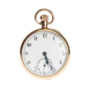 9CT GOLD OPEN-FACED POCKET WATCH, Birmingham 1929, front opening case, white dial with Arabic