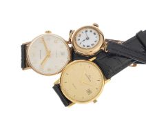 GARRARD 9CT GOLD GENT'S AUTOMATIC PRESENTATION WRISTWATCH, c. 1980, the dial with date aperture,
