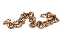 LARGE 9CT GOLD HOLLOW CURB LINK BRACELET (clasp missing), 20 (l) x 1.3cms (w), 25.7g Provenance: