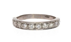 18CT WHITE GOLD HALF HOOP DIAMOND ETERNITY RING, ring size P, 3.6g Comments: ordinary wear.