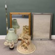 FURNISHING ITEMS, to include pine-framed bevelled wall mirror, 104 x 74cms, another mirror, onyx