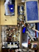 ASSORTMENT OF COSTUME JEWELLERY, FASHION WRISTWATCHES ETC. Provenance: deceased estate Ynys Môn