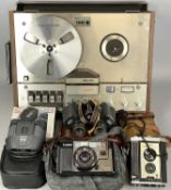 PHILIPS FOUR-TRACK TAPE PLAYER, two pairs of binoculars, and other collectables Provenance: