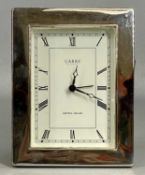 CARRS OF SHEFFIELD SILVER-MOUNTED QUARTZ DESK CLOCK, Sheffield 2010, 17 x 13cms, in original box