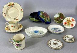 MOORCROFT SIMEON PATTERN CIRCULAR LIDDED BOWL, 12.5cms (diam.); together with a Woods ivory ware