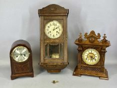 ANSONIA CLOCK COMPANY OAK-CASED MANTEL CLOCK, 8-day Salem strike, 38 (h) x 28 (w) x 14cms (d);