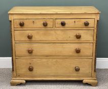 EARLY 19TH CENTURY PINE CHEST OF DRAWERS, two narrow drawers over three wide, diamond inlaid