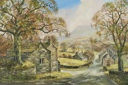 ‡ JOHN CORCORAN (British, b. 1940) oil on canvas - entitled verso 'Downham, Lancashire', signed