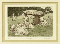 ‡ AUDREY HIND (b. 1936) limited edition (26/75) etching - 'Presaddfed', signed, 11 x 15.5cms