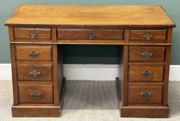 EDWARDIAN MAHOGANY TWIN-PEDESTAL DESK, nine drawers in total, 78 (h) x 123 (w) x 60cms (d)