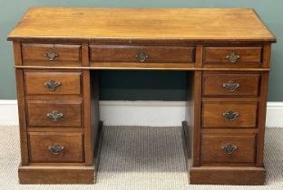EDWARDIAN MAHOGANY TWIN-PEDESTAL DESK, nine drawers in total, 78 (h) x 123 (w) x 60cms (d)
