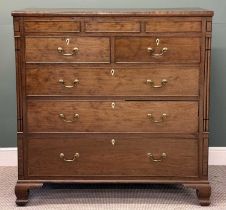 VICTORIAN MAHOGANY CHEST OF TWO OVER THREE DRAWERS, on bracket feet, with three upper secret