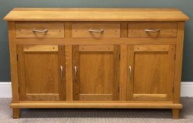 MODERN LIGHT OAK 'ANDRENA PELHAM' SIDEBOARD, comprising three drawers over three cupboard doors,