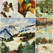 ‡ J.M.H.L. LEWIS (20th century) six watercolours - various subjects including landscapes, largest 39