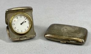 SILVER COLLECTABLES, to include George V silver travel clock of square form, engine turned