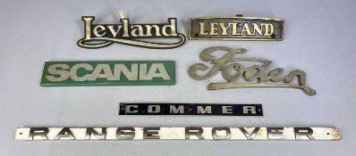 VINTAGE CAR BADGES, Foden, Range Rover, Commer, Scania, and two Leyland Provenance: deceased
