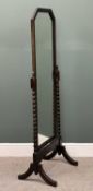 EDWARDIAN OAK BARLEY TWIST CHEVAL MIRROR, 157 (h) x 53 (w) x 47cms (d) Provenance: deceased estate