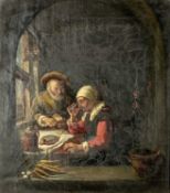 AFTER FRANS VAN MIERIS THE ELDER (1635-1681) oil on canvas - 'The Peasant Meal', label verso, sold