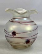 FREIHERR VON POSCHINGER 'AEOLUS' VASE, frosted iridescent finish with wavy rim, original paper
