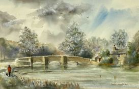 ‡ DESMOND BROPHY (British, 20th century) watercolour - entitled verso 'Ashford in the Winter',