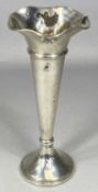 GEORGE V SILVER TRUMPET-FORM VASE, circular loaded base, Edward Barnard & Sons, Birmingham 1919,
