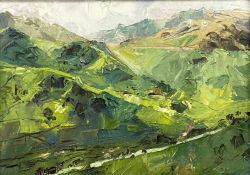 ‡ DAVID GROSVENOR (b. 1956) oil on canvas - 'Nant Gwynant I', signed, 16 x 12cms Provenance: