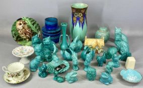 ANGLIA POTTERY, large collection of turquoise-glazed animal figures, with a small selection of other