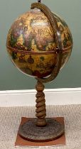RETRO GLOBE DRINKS CABINET, on a twist column and circular base, 105 (h) x 50cms (diam.) (the