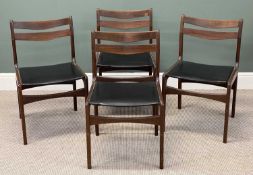 SET OF FOUR DANISH 1960s DINING CHAIRS with ladder backs and vinyl seats (4) Provenance: private