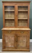 VINTAGE PINE DRESSER / BOOKCASE CUPBOARD, upper section with two glazed doors, 198 (h) x 112 (w) x