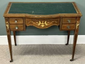 19TH CENTURY ROSEWOOD LADIES' WRITING DESK, inset writing surface over bow front, with centre drawer