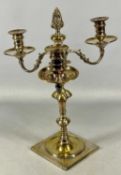 EPNS THREE-BRANCH CANDELABRA with removable nozzles, central flame finial, 44cms (h) Provenance: