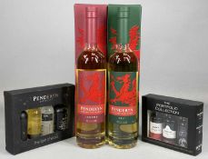 PENDERYN WHISKY, Legend 70cl 41%, Celt 70cl 41%, and a presentation set of five 5cl bottles: