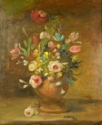 ‡ N. WILLIAMS oil on board - still life vase of flowers, signed and dated 1976 lower right, 75 x