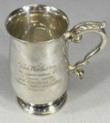ELIZABETH II SILVER TANKARD with acanthus capped scroll handle, Elkington & Co., Birmingham 1959,