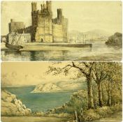 SAMUEL MAURICE JONES (Welsh, 1853-1932) two watercolours - Caernarfon Castle, 29 x 50cms, and