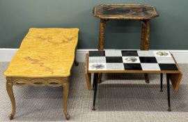 MID-CENTURY TILED TOP & FLAP ENDED CORNER CUPBOARD, labelled 'F.S. Watkinson, Liverpool', 41 (h) x