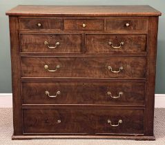 VICTORIAN MAHOGANY CHEST OF TWO OVER THREE DRAWERS, with three narrow upper drawers, brass swan neck